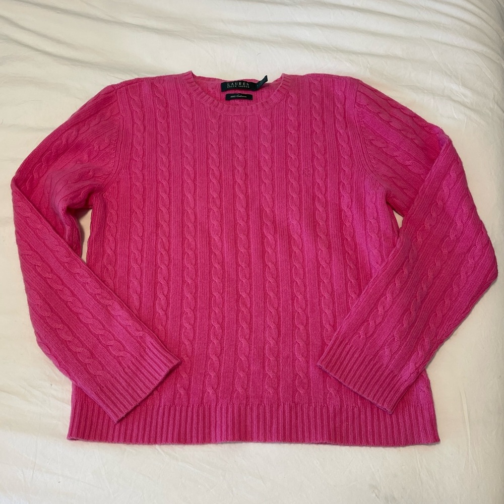 Lauren by Ralph Lauren pink cashmere cable sweater
